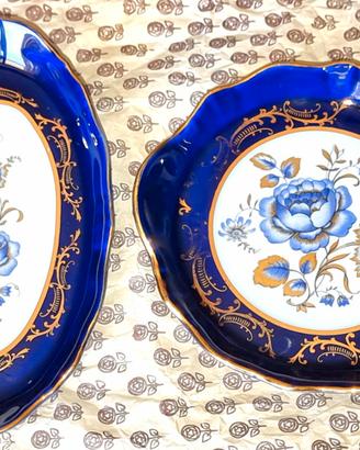 Coppia piattini Limoges France cobalto e oro