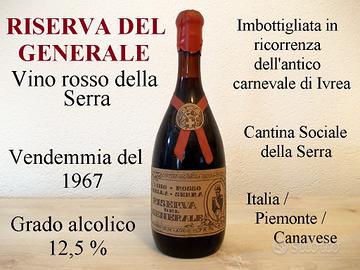 Vino RISERVA DEL GENERALE 1967 Carnevale di Ivrea