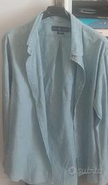 Camicia Ralph Lauren slim fit azzurra in denim leg