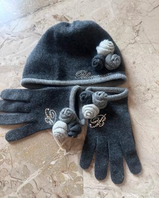 Cuffia e guanti di lana da bambina blumarine