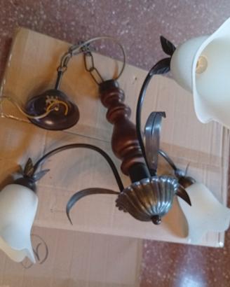 Lampadario 3 luci noce stile classico