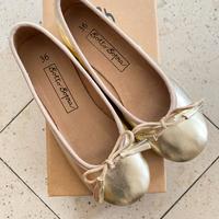 Scarpe ballerine in vera pelle e cuoio platino 36