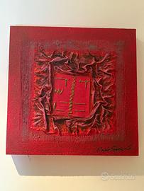 Coppia  di quadri materici su tela firmati