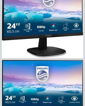 2 monito PHILIPS  Monitor 24" LED IPS FHD, 4 ms, 3