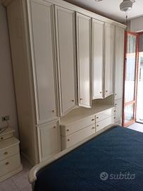 camera matrimoniale legno massiccio colore bianco 