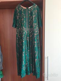 Abito effetto pizzo verde bottiglia