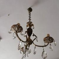 Lampadario ferro e gocce vetro 3 luci