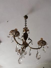 Lampadario ferro e gocce vetro 3 luci