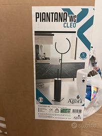 Piantana porta rotolo e porta scopino mai usata