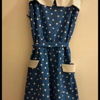 Vestito blu a pois bianchi anni 50 vintage