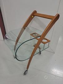 Carrello in vetro e legno