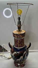 Lampada ceramica vintage decorata cavalli stile De