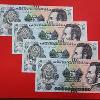 Set 4 banconote 5 Lempiras Honduras 2019 Fds