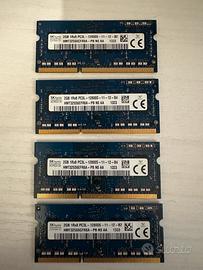 RAM 8GB DDR3L 1600MHz SK Hynix – 4 moduli da 2GB