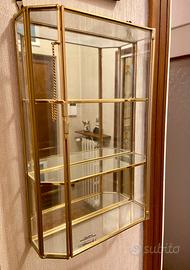 Vetrinetta vintage vetro e ottone oro 24 carati
