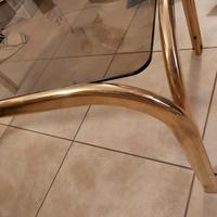 Tavolo da fumo in vetro e metallo dorato