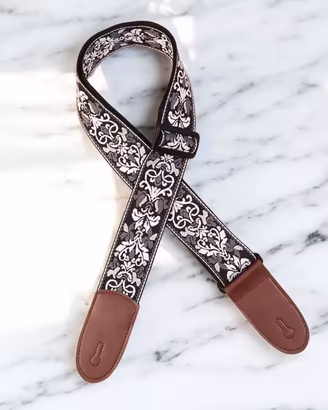 Tracolla chitarra Vintage Ornamentale nera cotone