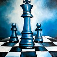 Quadro del Re degli scacchi blu