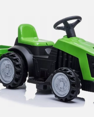 TRATTORE ELETTRICO VERDE PER BAMBINI CON RIMORCHIO