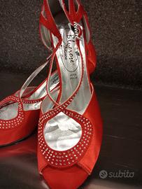 scarpe da ballo raso rosso 
