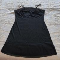Sottoveste nera con dettagli plissettati