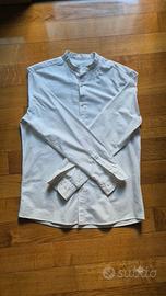 Camicia Uomo Zara Bianca-Collo alla Coreana-Tg. S