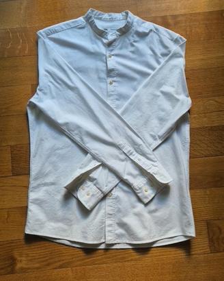Camicia Uomo Zara Bianca-Collo alla Coreana-Tg. S