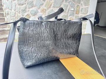 Armani Exchange Shopper Bag Nera Logo All Over