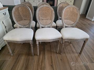 6 sedie da pranzo vitaXL – lino e rattan – ottime 