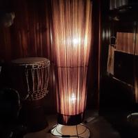 LAMPADA DA PAVIMENTO METALLO+TESSUTO MARRONE