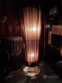 LAMPADA DA PAVIMENTO METALLO+TESSUTO MARRONE