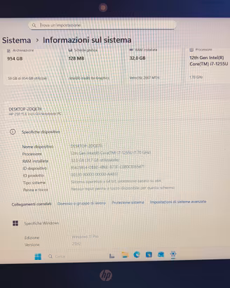 HP 250 G9  i7 12ª Gen-32GB RAM-512+512 DOPPIO SSD