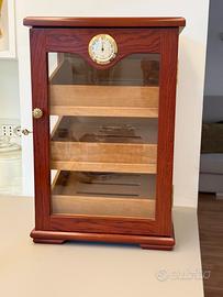 Humidor porta sigari in legno e vetro 3 vassoi