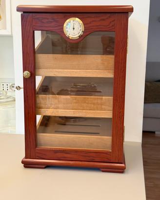 Humidor porta sigari in legno e vetro 3 vassoi