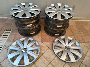 4 Cerchi Ferro 16" + Copricerchi Originali VW 
