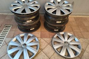 4 Cerchi Ferro 16" + Copricerchi Originali VW 