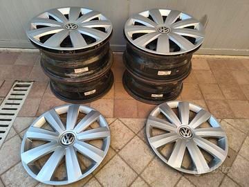 4 Cerchi Ferro 16" + Copricerchi Originali VW 