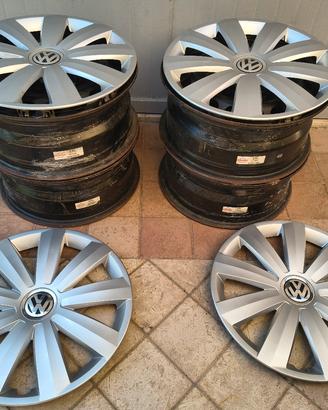 4 Cerchi Ferro 16" + Copricerchi Originali VW 