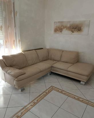 Divano angolare in pelle con penisola