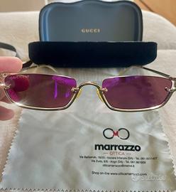 Gucci Occhiali da Sole Oro/Viola Specchiato unisex