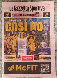 gazzetta della disfatta Inter contro PSG  5 a 0