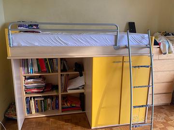 Letto con scala armadio e libreria - Doimo Linea D