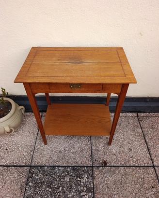 Tavolino consolle vintage in legno con cassetto .