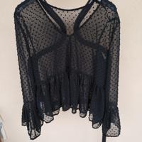 Blusa Trasparente Nera a Pois Terranova Taglia L N