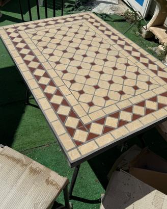 Set Stilnovo mosaico (Tavolo +4 sedie con cuscino)