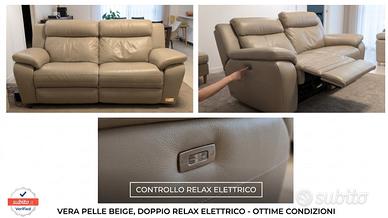 Divano 3 posti in VERA PELLE con 2 relax elettrici