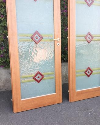 Porte interne in legno con vetri decorato satinato