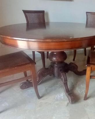 Tavlo da gioco + 4 sedie (paglia di Vienna