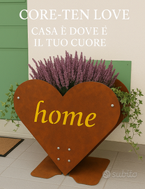 FIORIERA A CUORE IN ACCIAIO CORTEN