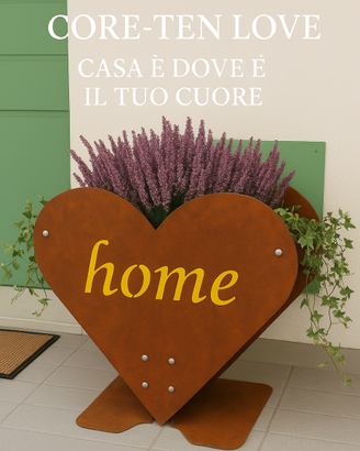 FIORIERA A CUORE IN ACCIAIO CORTEN